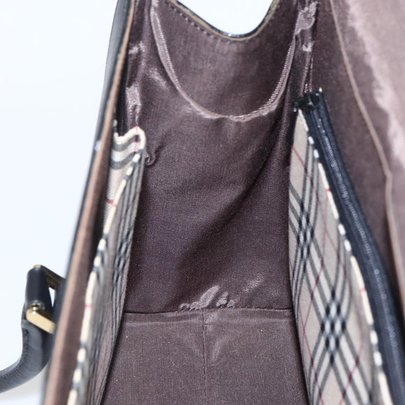 BURBERRY Hand Bag Leather Black Silver Auth ep13523