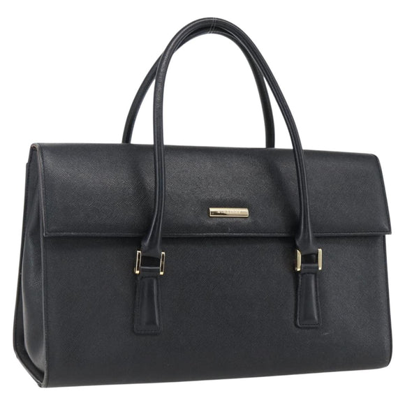 BURBERRY Hand Bag Leather Black Silver Auth ep13523