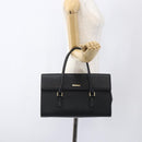 BURBERRY Hand Bag Leather Black Silver Auth ep13523-23