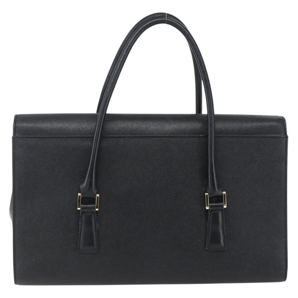 BURBERRY Hand Bag Leather Black Silver Auth ep13523