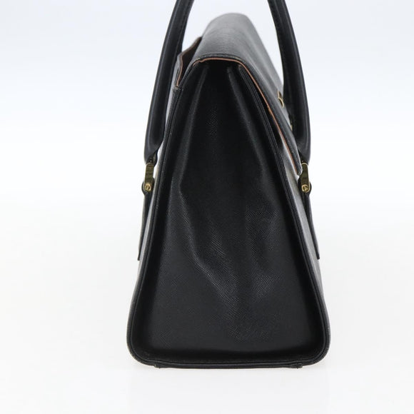 BURBERRY Hand Bag Leather Black Silver Auth ep13523