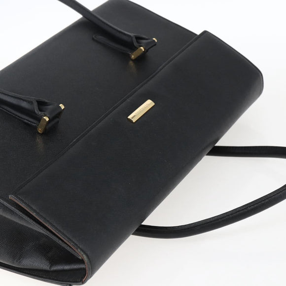 BURBERRY Hand Bag Leather Black Silver Auth ep13523