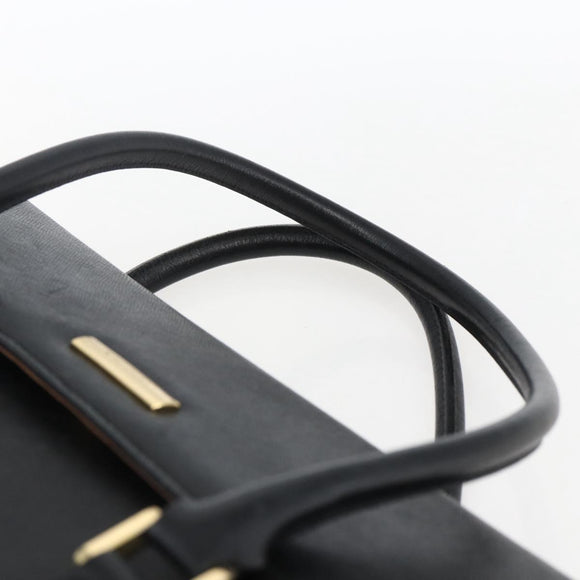 BURBERRY Hand Bag Leather Black Silver Auth ep13523