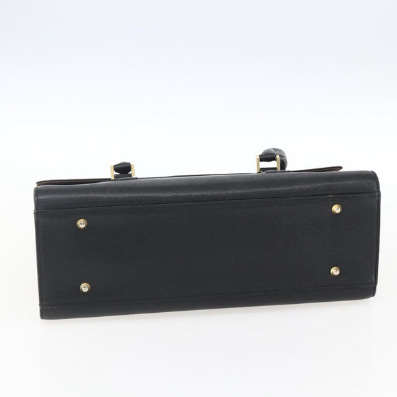 BURBERRY Hand Bag Leather Black Silver Auth ep13523