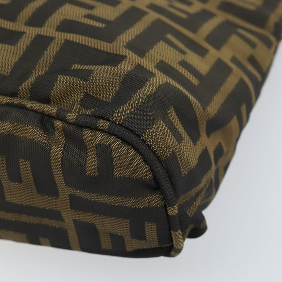 FENDI Zucca Canvas Hand Bag Brown Black Auth ep13529