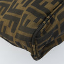 FENDI Zucca Canvas Hand Bag Brown Black Auth ep13529-15