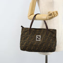 FENDI Zucca Canvas Hand Bag Brown Black Auth ep13529-24