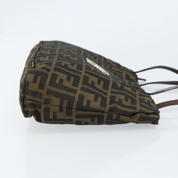 FENDI Zucca Canvas Hand Bag Brown Black Auth ep13529