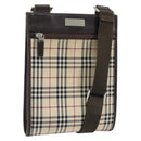 BURBERRY Nova Check Shoulder Bag Canvas Beige Silver Auth ep13530-1