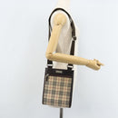 BURBERRY Nova Check Shoulder Bag Canvas Beige Silver Auth ep13530-23
