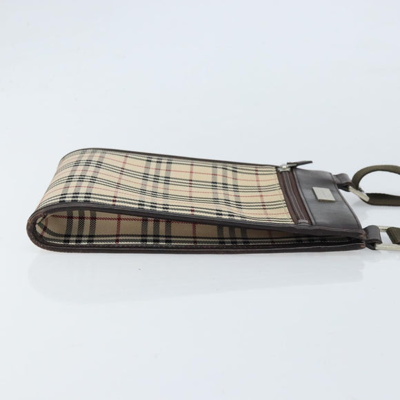 BURBERRY Nova Check Shoulder Bag Canvas Beige Silver Auth ep13530