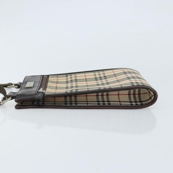 BURBERRY Nova Check Shoulder Bag Canvas Beige Silver Auth ep13530
