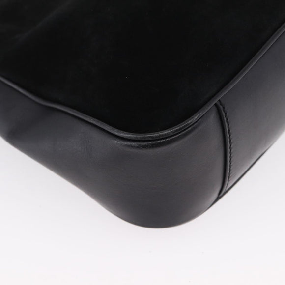 GUCCI Bamboo Hand Bag Suede Black Gold 001 3754 1638 Auth ep13532