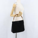 GUCCI Bamboo Hand Bag Suede Black Gold 001 3754 1638 Auth ep13532-21