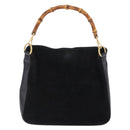 GUCCI Bamboo Hand Bag Suede Black Gold 001 3754 1638 Auth ep13532-2