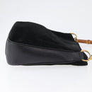 GUCCI Bamboo Hand Bag Suede Black Gold 001 3754 1638 Auth ep13532-3
