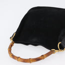 GUCCI Bamboo Hand Bag Suede Black Gold 001 3754 1638 Auth ep13532-6