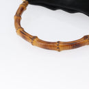 GUCCI Bamboo Hand Bag Suede Black Gold 001 3754 1638 Auth ep13532-7