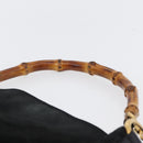 GUCCI Bamboo Hand Bag Suede Black Gold 001 3754 1638 Auth ep13532-8