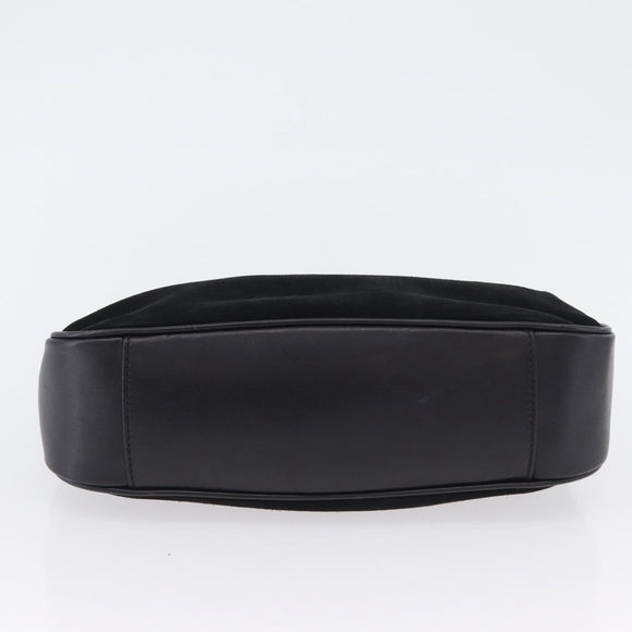 GUCCI Bamboo Hand Bag Suede Black Gold 001 3754 1638 Auth ep13532