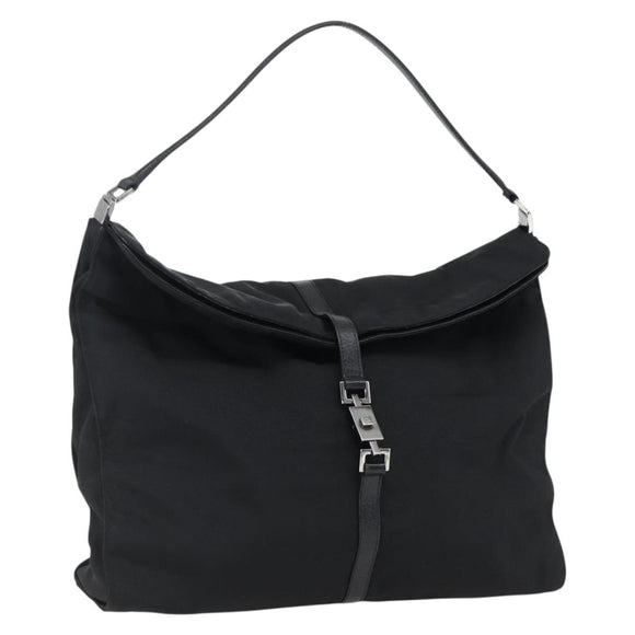 GUCCI Jackie Shoulder Bag Nylon Black Silver Auth ep13535