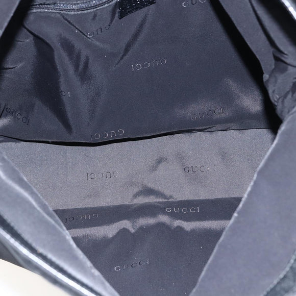 GUCCI Jackie Shoulder Bag Nylon Black Silver Auth ep13535