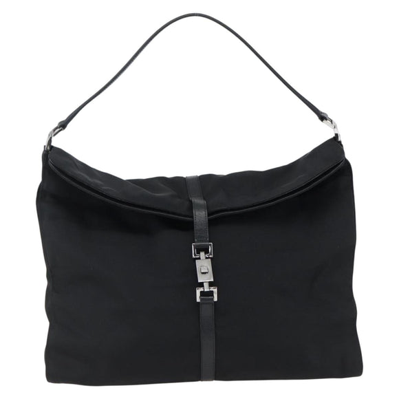 GUCCI Jackie Shoulder Bag Nylon Black Silver Auth ep13535