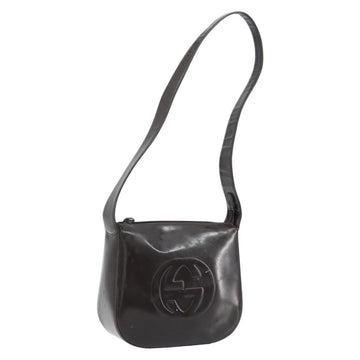 GUCCI Soho Bag Patent leather Dark Brown Silver 007 2046 0250 Auth ep13540