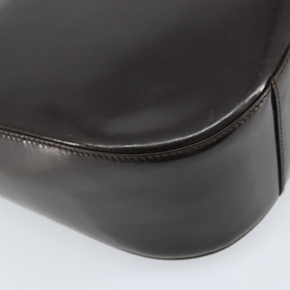 GUCCI Soho Bag Patent leather Dark Brown Silver 007 2046 0250 Auth ep13540
