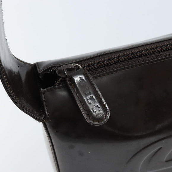 GUCCI Soho Bag Patent leather Dark Brown Silver 007 2046 0250 Auth ep13540