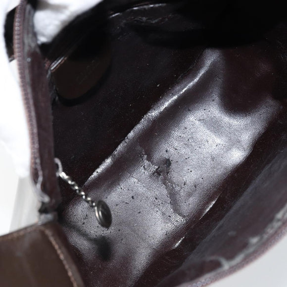 GUCCI Soho Bag Patent leather Dark Brown Silver 007 2046 0250 Auth ep13540