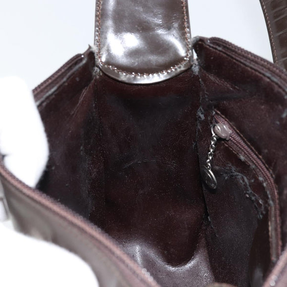 GUCCI Soho Bag Patent leather Dark Brown Silver 007 2046 0250 Auth ep13540