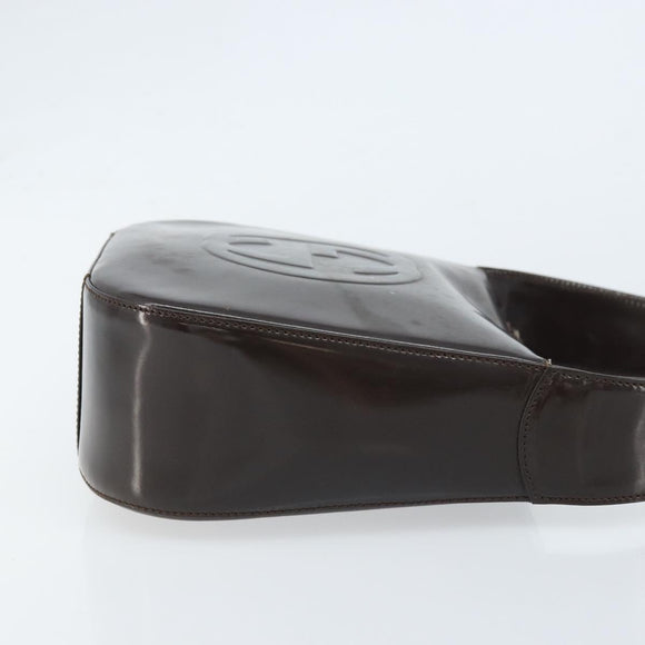 GUCCI Soho Bag Patent leather Dark Brown Silver 007 2046 0250 Auth ep13540