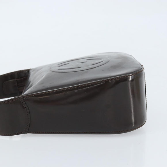 GUCCI Soho Bag Patent leather Dark Brown Silver 007 2046 0250 Auth ep13540
