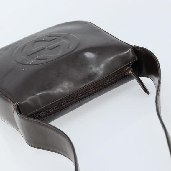 GUCCI Soho Bag Patent leather Dark Brown Silver 007 2046 0250 Auth ep13540