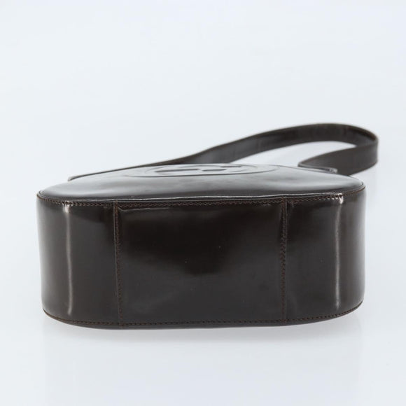GUCCI Soho Bag Patent leather Dark Brown Silver 007 2046 0250 Auth ep13540