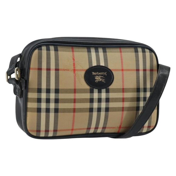 Burberrys Nova Check Shoulder Bag Canvas Beige Gold Auth ep13544