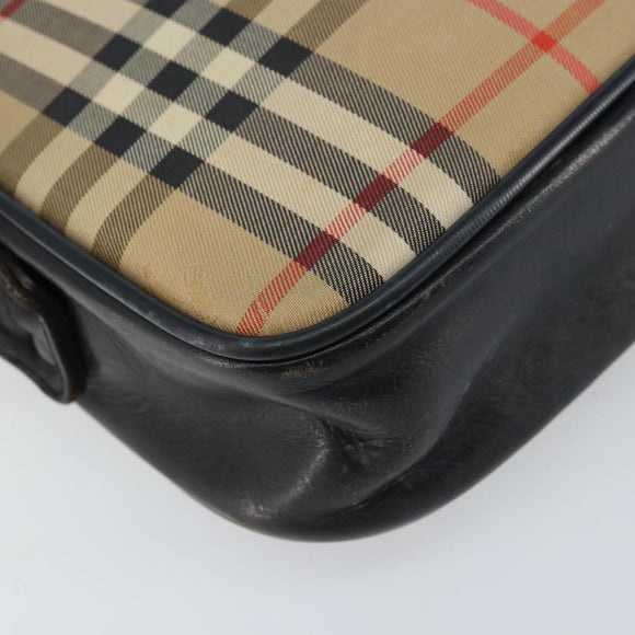 Burberrys Nova Check Shoulder Bag Canvas Beige Gold Auth ep13544