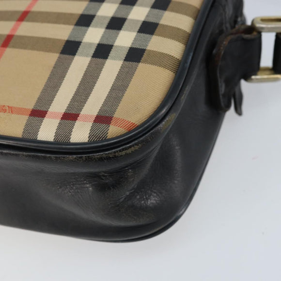 Burberrys Nova Check Shoulder Bag Canvas Beige Gold Auth ep13544