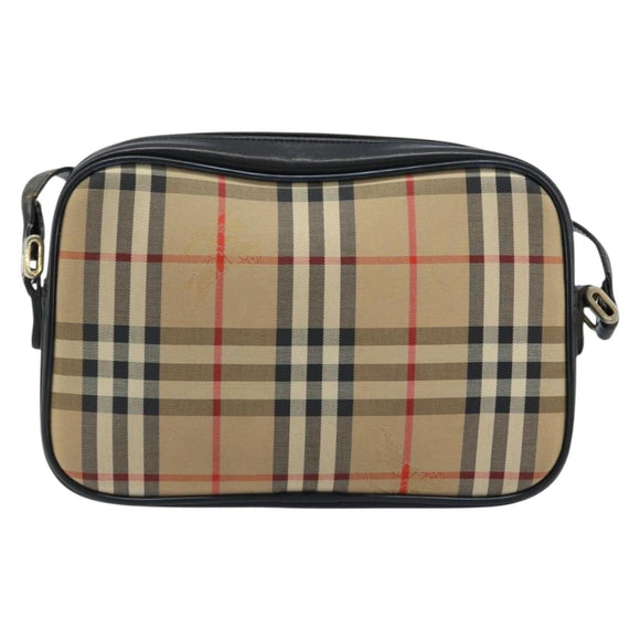 Burberrys Nova Check Shoulder Bag Canvas Beige Gold Auth ep13544