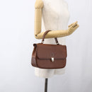 Burberrys Hand Bag Leather Brown Gold Auth ep13546-23