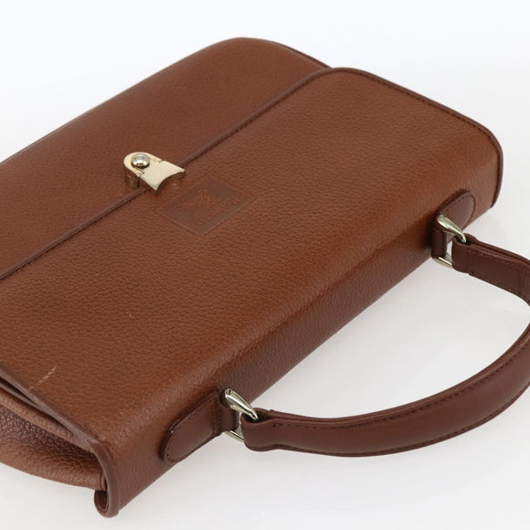 Burberrys Hand Bag Leather Brown Gold Auth ep13546