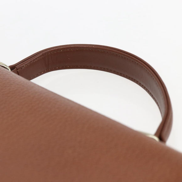 Burberrys Hand Bag Leather Brown Gold Auth ep13546