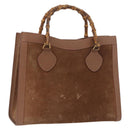 GUCCI Bamboo Hand Bag Suede Brown Gold 002 1095 0260 Auth ep13552-1