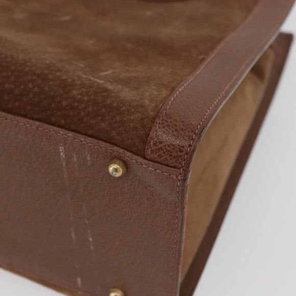 GUCCI Bamboo Hand Bag Suede Brown Gold 002 1095 0260 Auth ep13552
