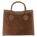 GUCCI Bamboo Hand Bag Suede Brown Gold 002 1095 0260 Auth ep13552-13