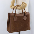 GUCCI Bamboo Hand Bag Suede Brown Gold 002 1095 0260 Auth ep13552-22