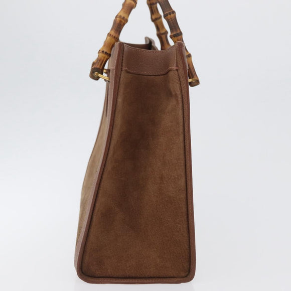 GUCCI Bamboo Hand Bag Suede Brown Gold 002 1095 0260 Auth ep13552