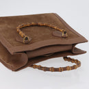 GUCCI Bamboo Hand Bag Suede Brown Gold 002 1095 0260 Auth ep13552-6