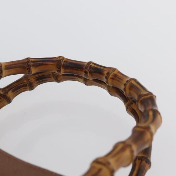 GUCCI Bamboo Hand Bag Suede Brown Gold 002 1095 0260 Auth ep13552